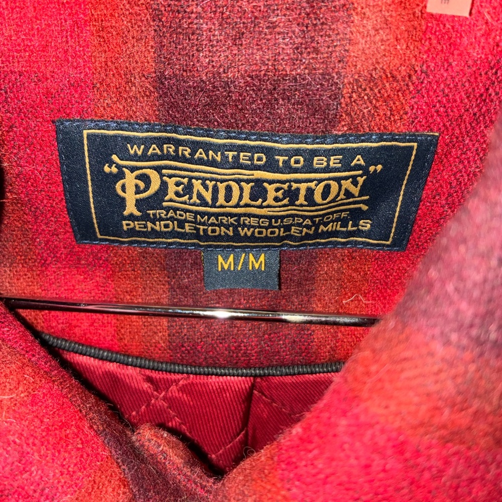 Pendleton-Red Plaid Wool Pea Coat - image 2